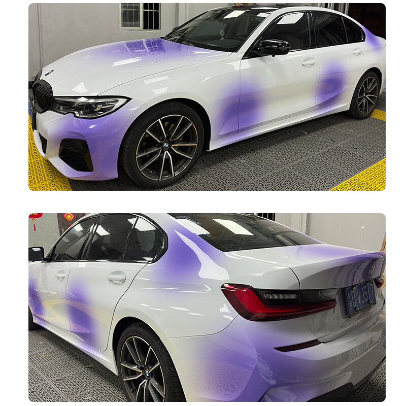 挂必天七彩镭射白全车改色膜渐变进口汽车车身车衣贴膜锦绣灰全国包