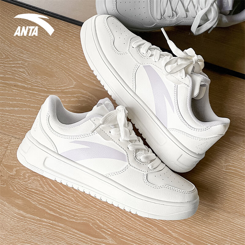 安踏(anta)女鞋板鞋女小白鞋2024夏季新款透气百搭厚底低帮轻便休闲鞋