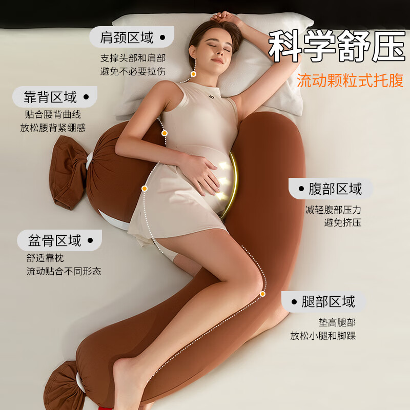 BabyWatch女神孕妇枕PLUS护腰侧睡枕侧卧垫腰枕托腹孕期睡觉专用多功能礼物 女神PLUS版一枕4用可夹腿 焦糖色