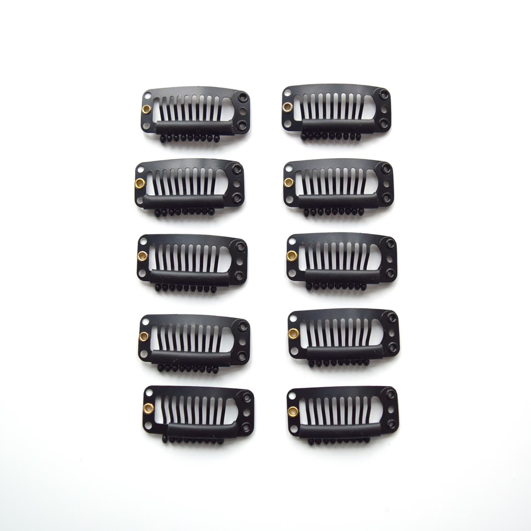 山头林村假发夹子六齿不锈钢bb夹织发补发块刘海片接发隐形 黑色 10个