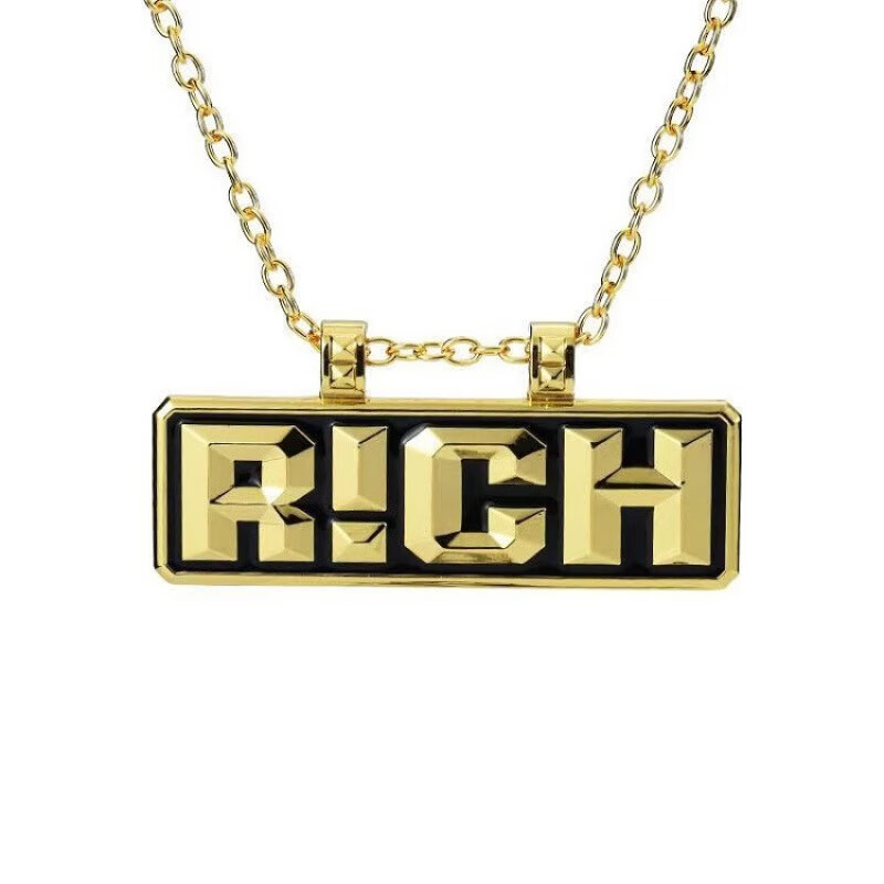 勾签项链rich项链中国新说唱男有嘻哈表演出大金链子晋级吊坠 金 吊坠