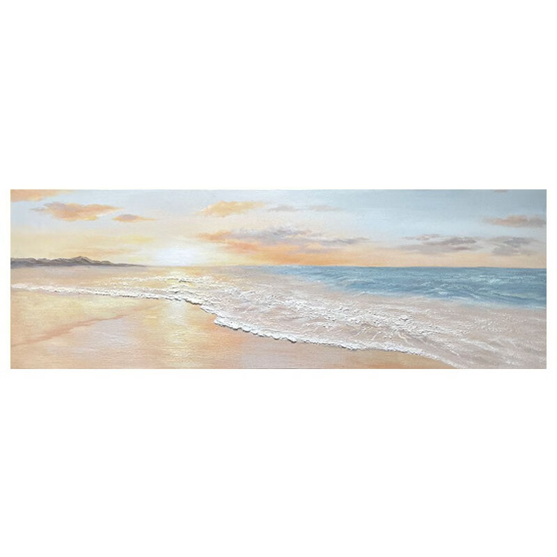 art手绘油画《旭日东升》客厅装饰画现代海景挂画横幅手工抽象 (旭日