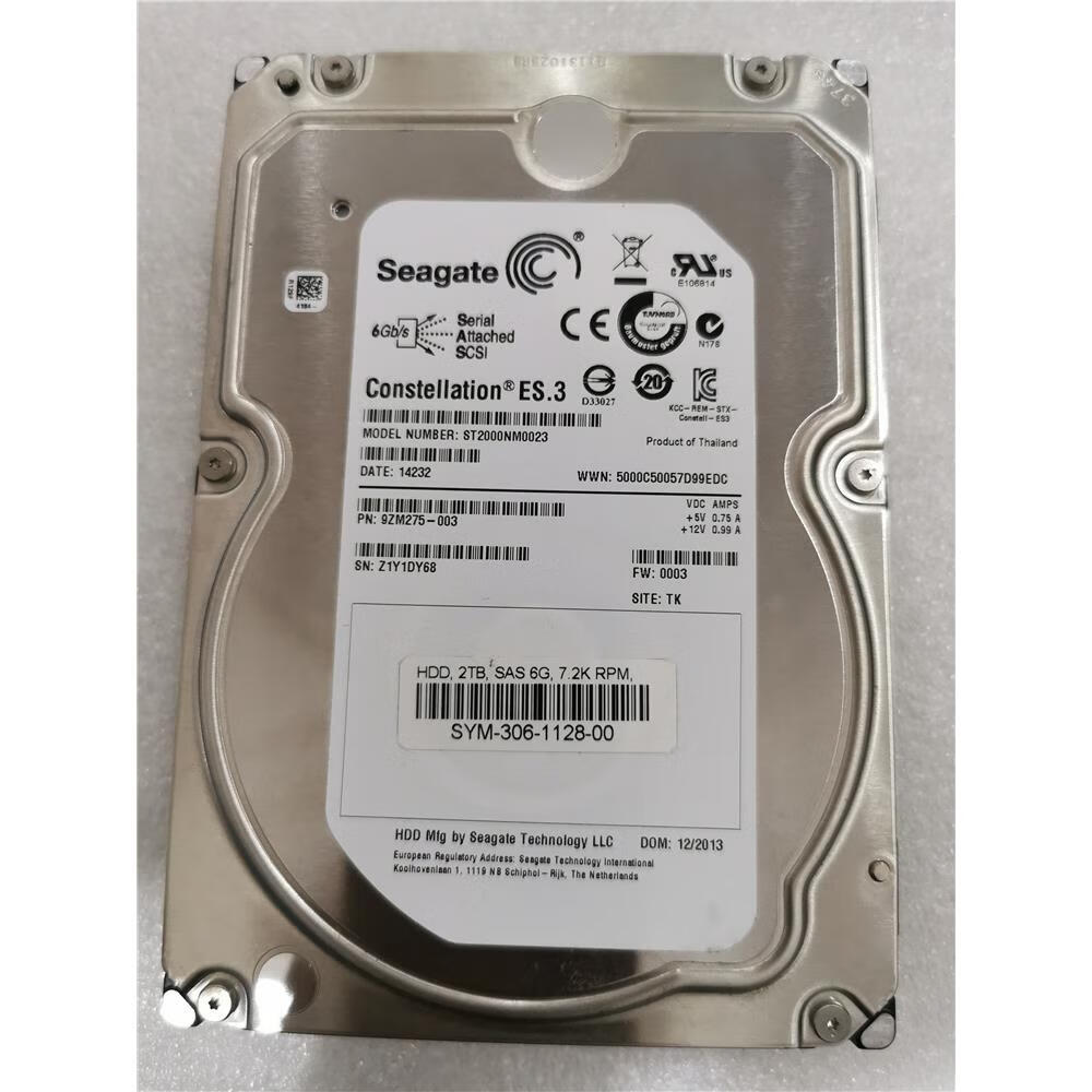 希捷（SEAGATE）/ST2000NM0023 2T硬盘 7.2K 128M3.5寸SAS服务器盘 2TB 2tb 2TB b 2tb