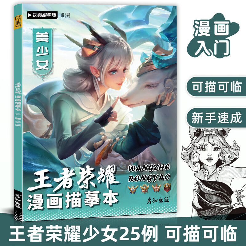 王者荣耀漫画游戏人物黑白线稿描摹本控笔训练动漫美少年美少女男生