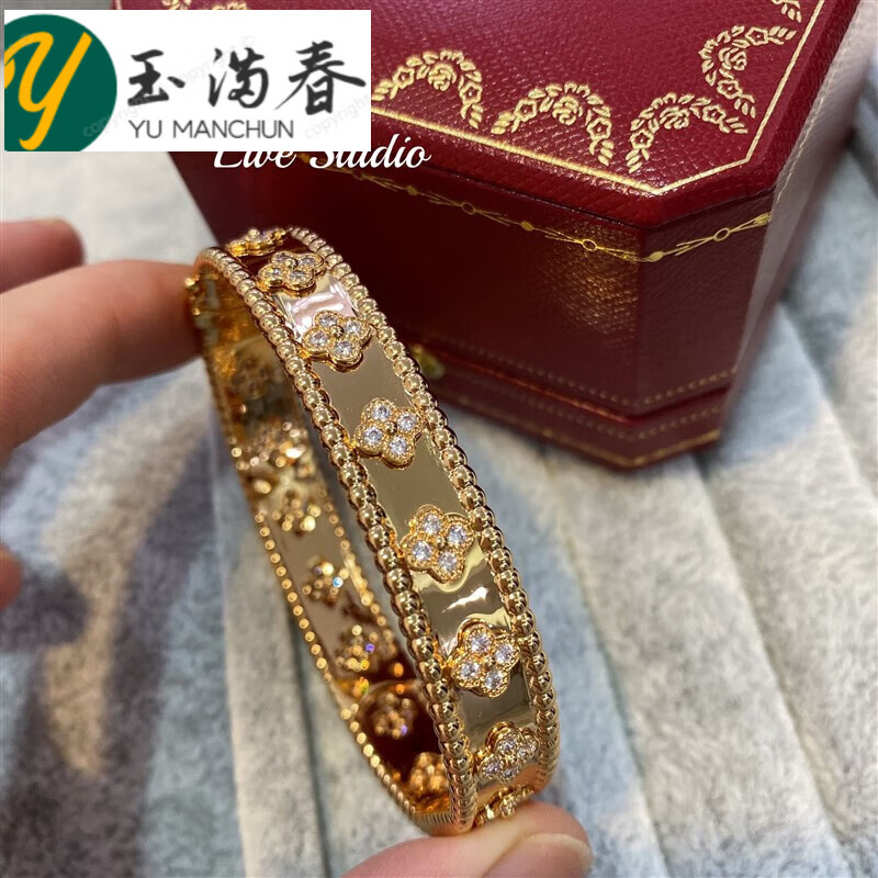 颖福人间富贵花 v金版万花筒手镯满钻签名满天星镯子