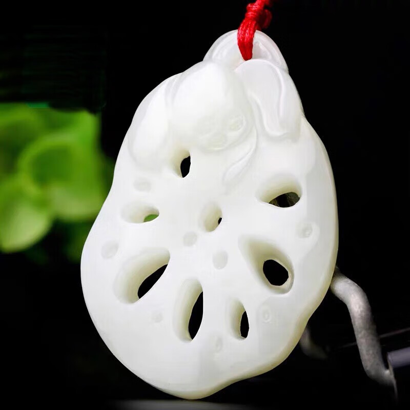 迎淇轩和田玉藕片莲菜片挂件莲藕玉坠白玉吊坠男女款