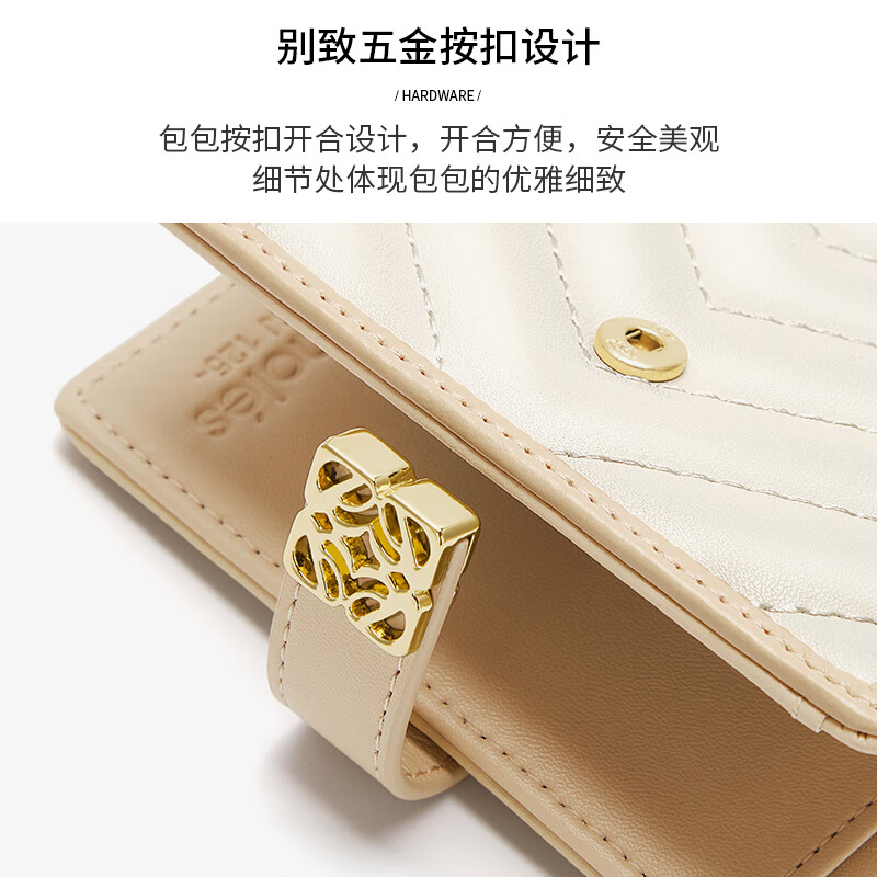 蔻一(Cnoles)钱包女女士零钱包小巧多卡位卡包高级感七夕情人节礼物送女朋友 果仁杏白-新款实用生日礼物送老婆