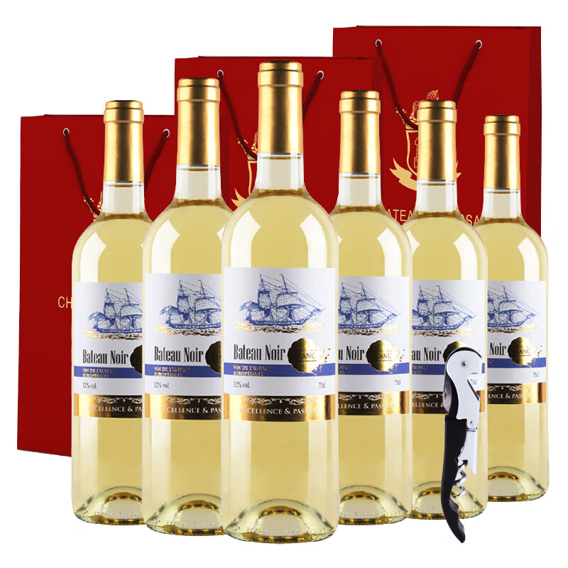 黑舰【玫嘉】法国Roux家族原瓶进口经典混酿干白葡萄酒12度750ml 干白整箱