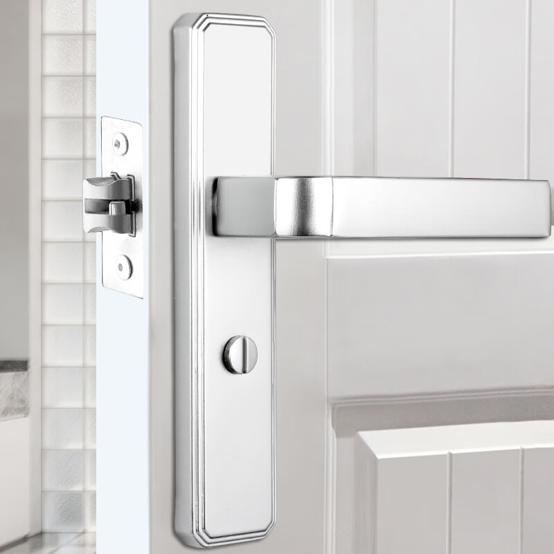 梅花卫生间门锁浴室锁 室内门锁洗手间厕所铝合金玻璃门锁MW213 110孔距-35锁舌（银色）