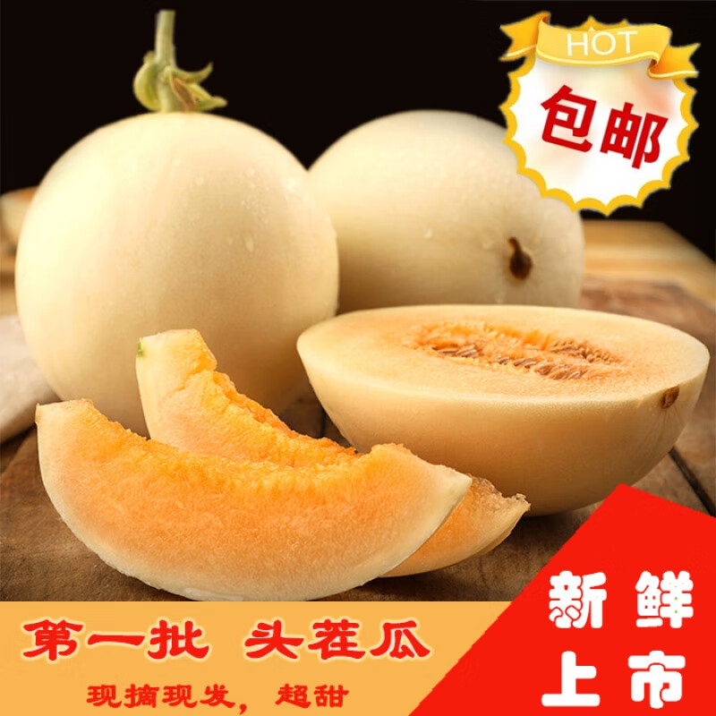花农氏精选现摘现发货内蒙巴彦淖尔五原甜红玉甜瓜香瓜白皮红瓤蜜瓜