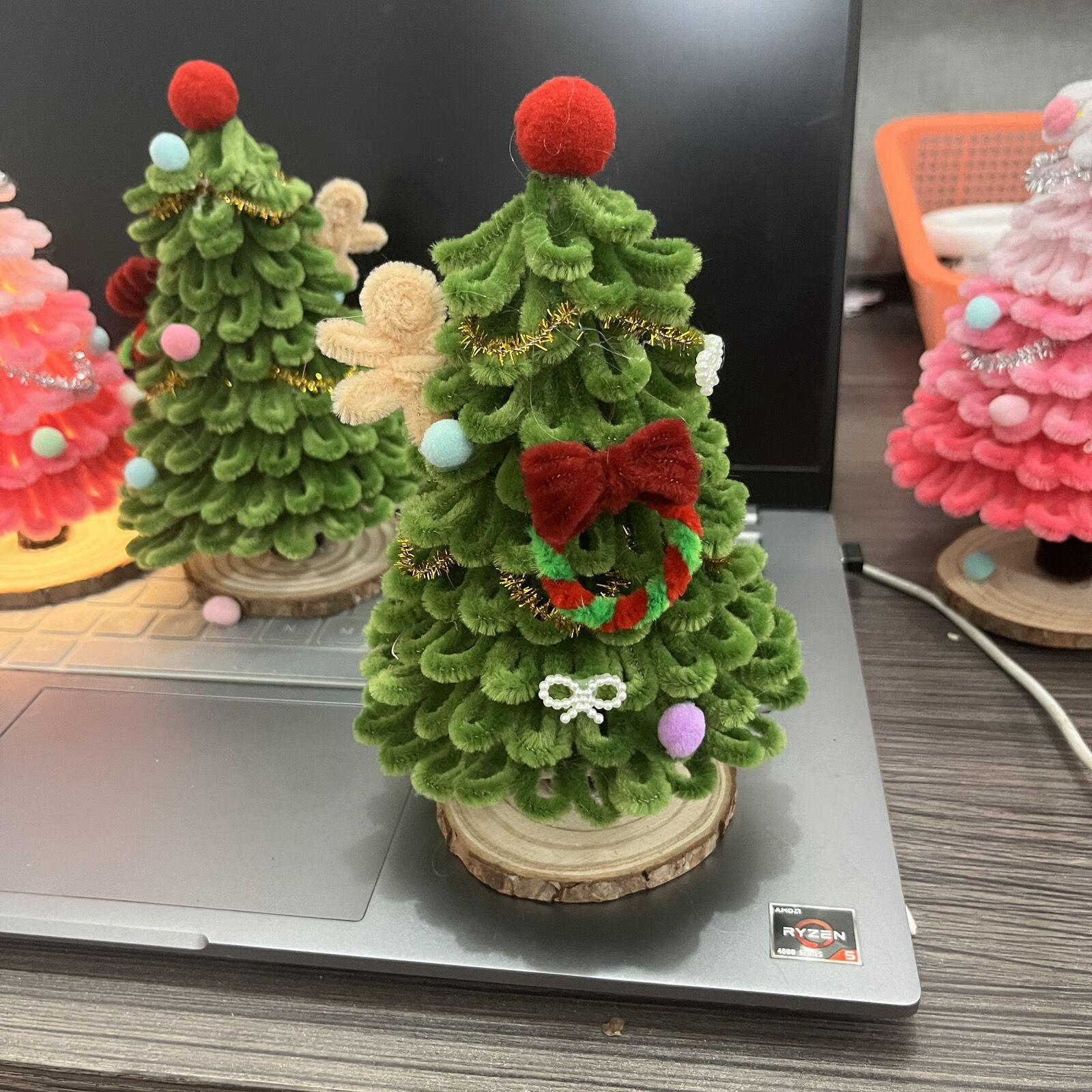 小红书diy圣诞树创意手工扭扭棒圣诞节装饰 马卡龙绿色圣诞树全套材料