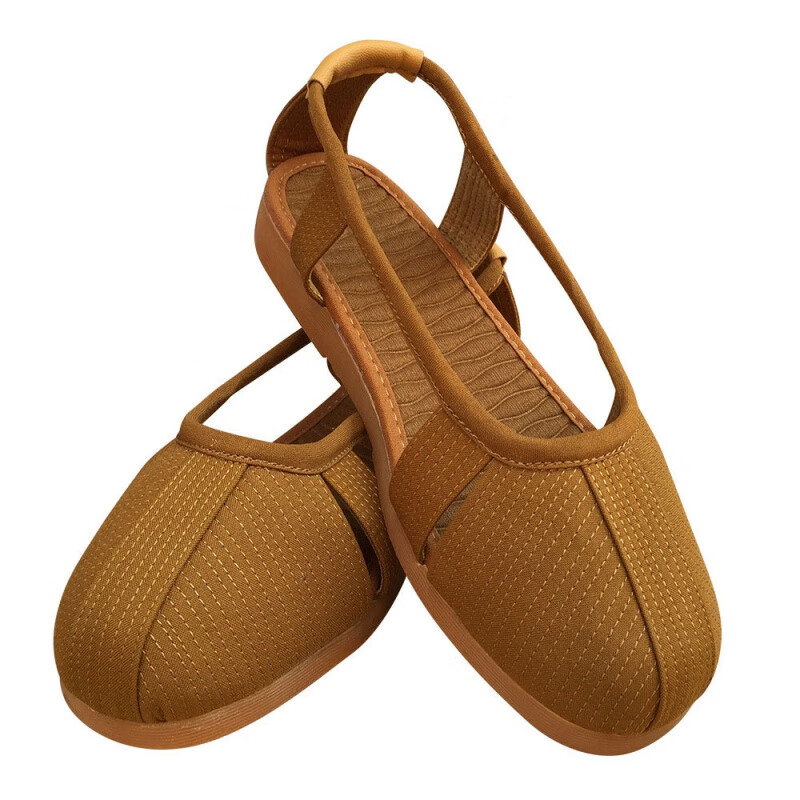 恩棋工艺僧人僧衣夏款透气禅修鞋罗汉鞋单鞋僧鞋牛津底 土黄色 38