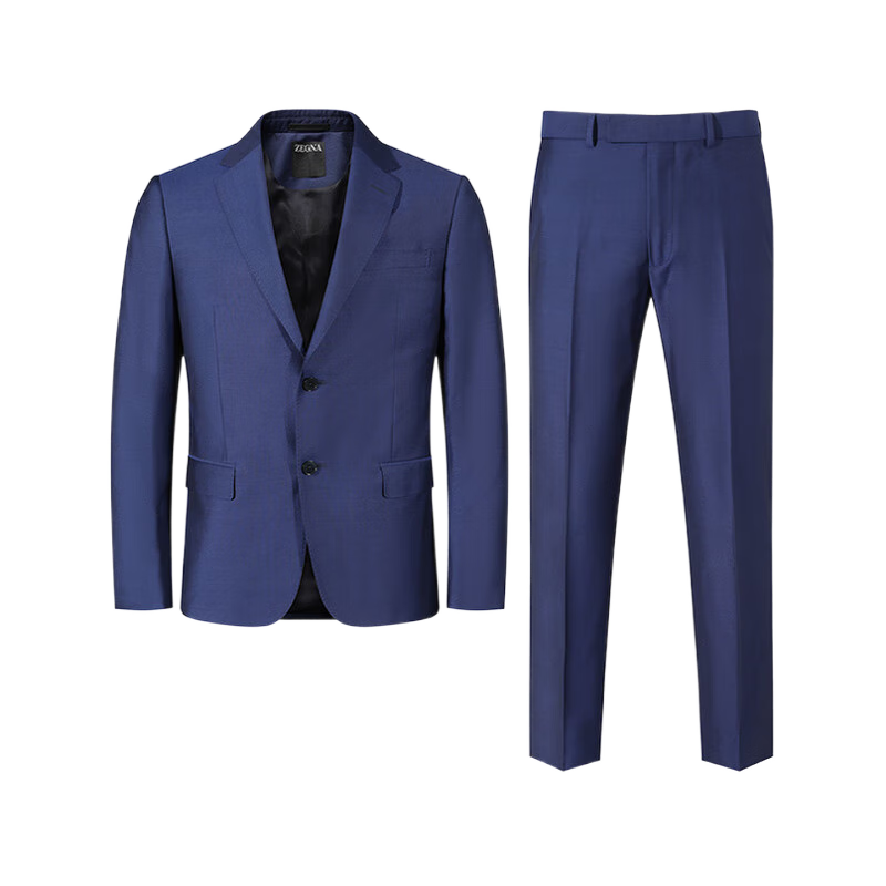 杰尼亞（Zegna）男士UseTheExisting兩粒單排扣商務(wù)西裝西褲長(zhǎng)褲西服套裝 281CGA 717705A7 工裝藍(lán) 52 /xl