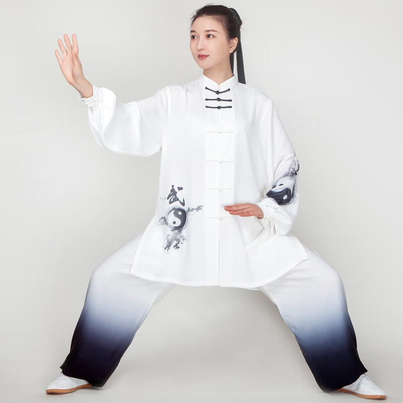 澳颜莱 太极服女新款 飘逸渐变色披沙比赛表演出太极拳练功服男 水墨