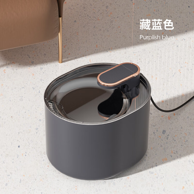 娱喵喵宠物饮水机猫咪狗狗自动循环过滤喂水器低噪音猫狗喂水喝水器 藏蓝色【入门款，轻微声音】 自动续水循环过滤/5VUSB线）