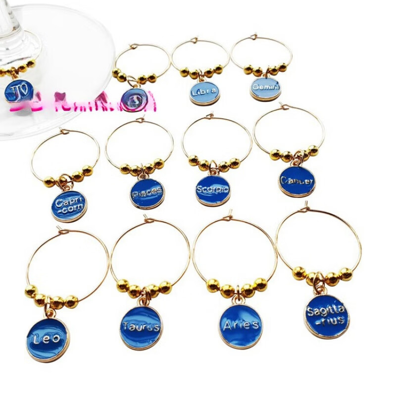 蓝色12星座 一面字母一面图形