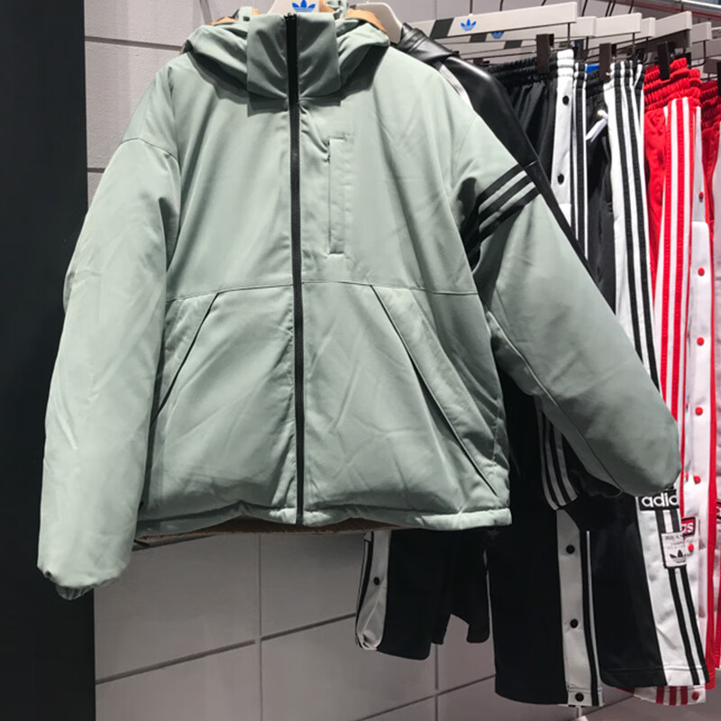 阿迪达斯 (adidas)三叶草羽绒服男士女装冬季情侣款双面穿运动服连帽