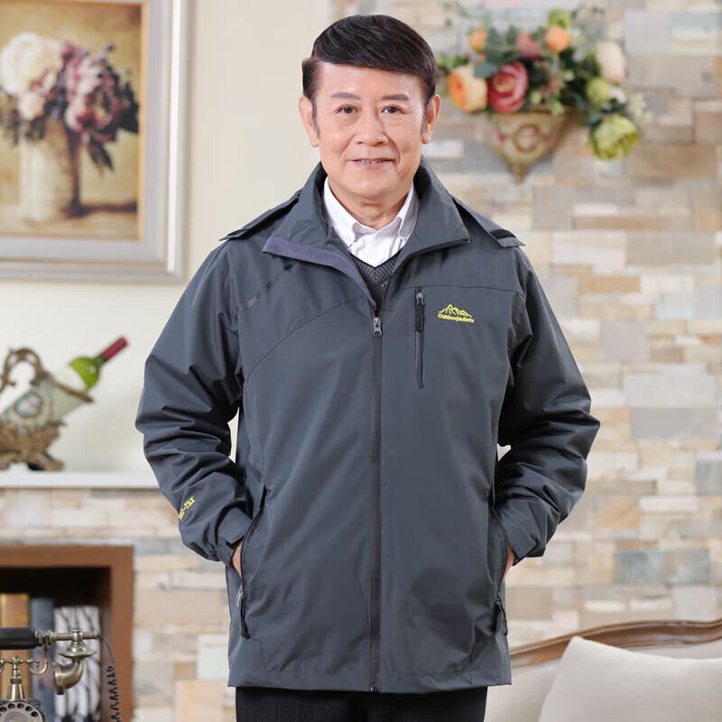 中年秋装男40岁55岁 年夹克衫男春秋季中年人外套薄休闲上衣春 灰色