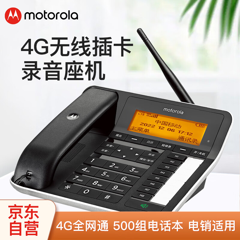 摩托罗拉（Motorola）4G全网通插卡录音电话机座机 大屏电销无线移动办公家用固话支持移动联通电信广电卡手机卡 FW300