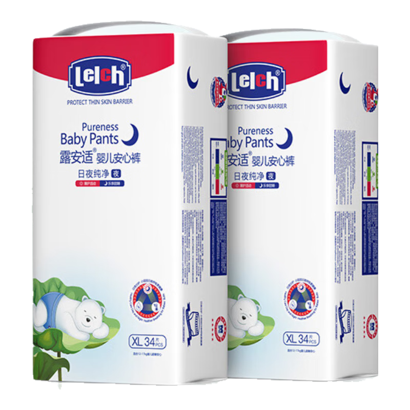 ¶���ʣ�Lelch����ҹ����pure��װ���Ŀ�XL��68Ƭ��12-17kg��ҹ��Ӥ�������ʪ 