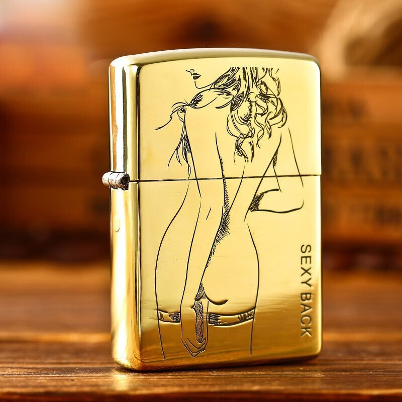 zippo美国之宝煤油防风打火机  双面雕刻性感背影 美女唇印 男士礼品