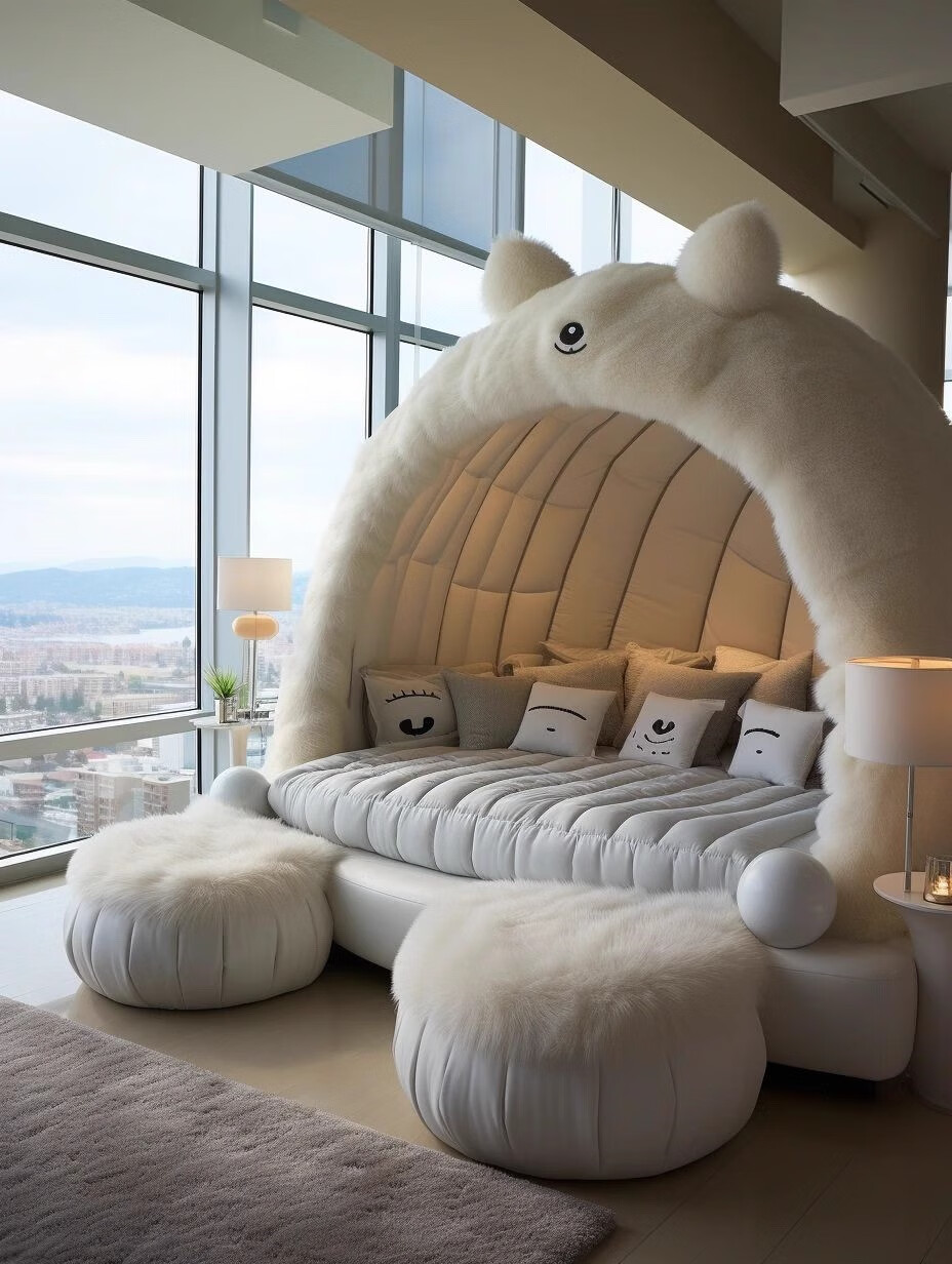 澳颜莱怪兽床 异形怪兽床奶油风网红高端别墅酒店布艺超大户型情趣