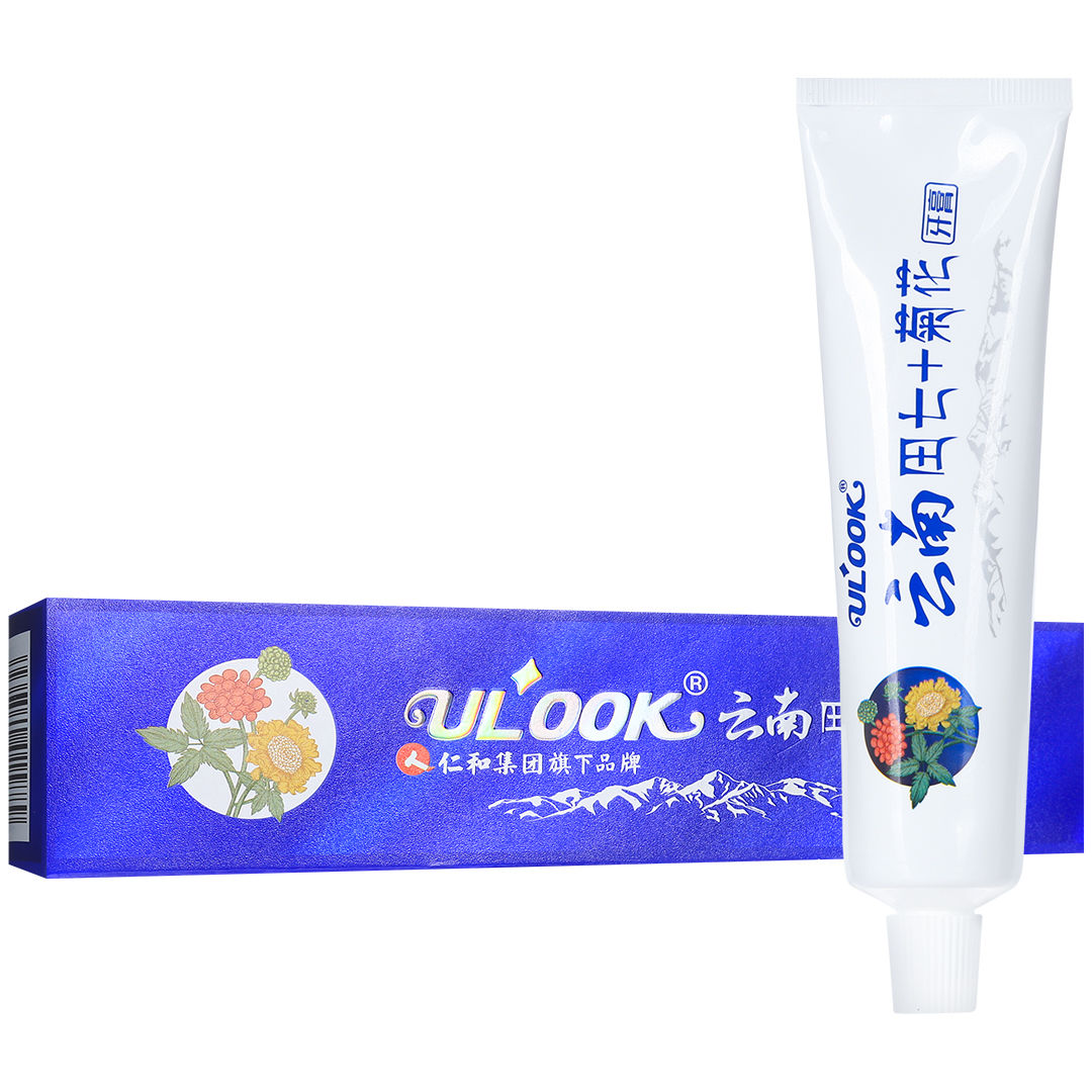 仁和ulook云南田七菊花牙膏健白牙齿清新口气去渍预防蛀牙周清洁口腔
