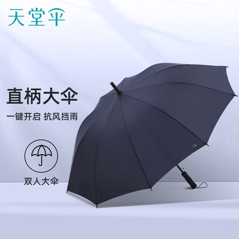 天堂 防风定制伞长柄 雨伞超大伞面加固雨伞拒水直柄伞 岩石蓝