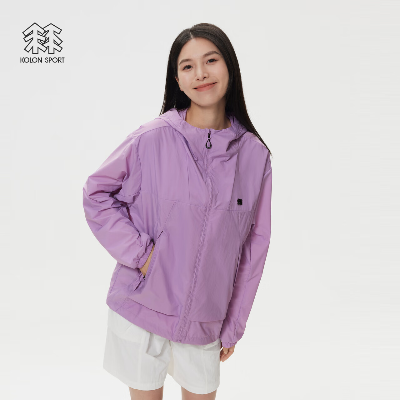 KOLON SPORT/可隆复古露营夹克 明星同款 男女同款户外防风耐磨外套 LUJK5AT500-LA 薰衣草紫 M 170/92A