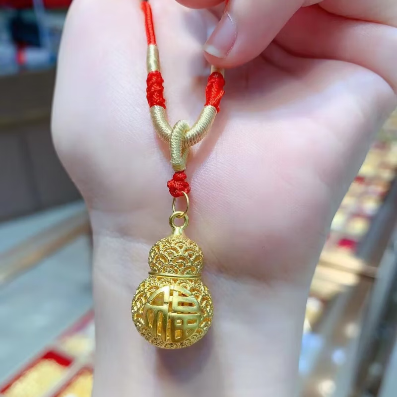 酷迪象 999足金花丝葫芦黄金吊坠福禄挂坠编织女转运珠送老婆女友礼物
