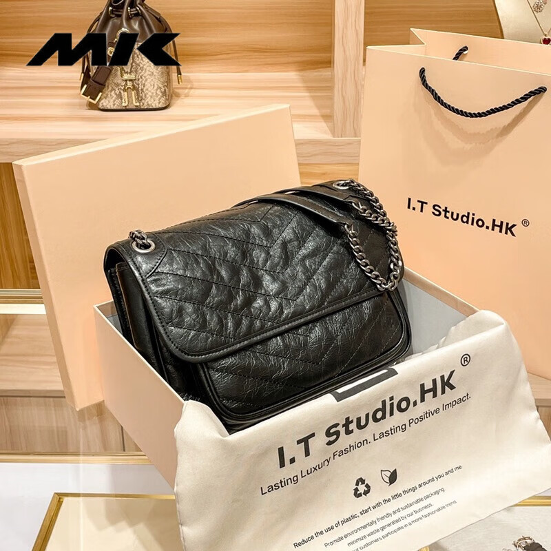 mk包包女单肩包2024新款女包流浪包大容量邮差包斜挎链条包腋下包