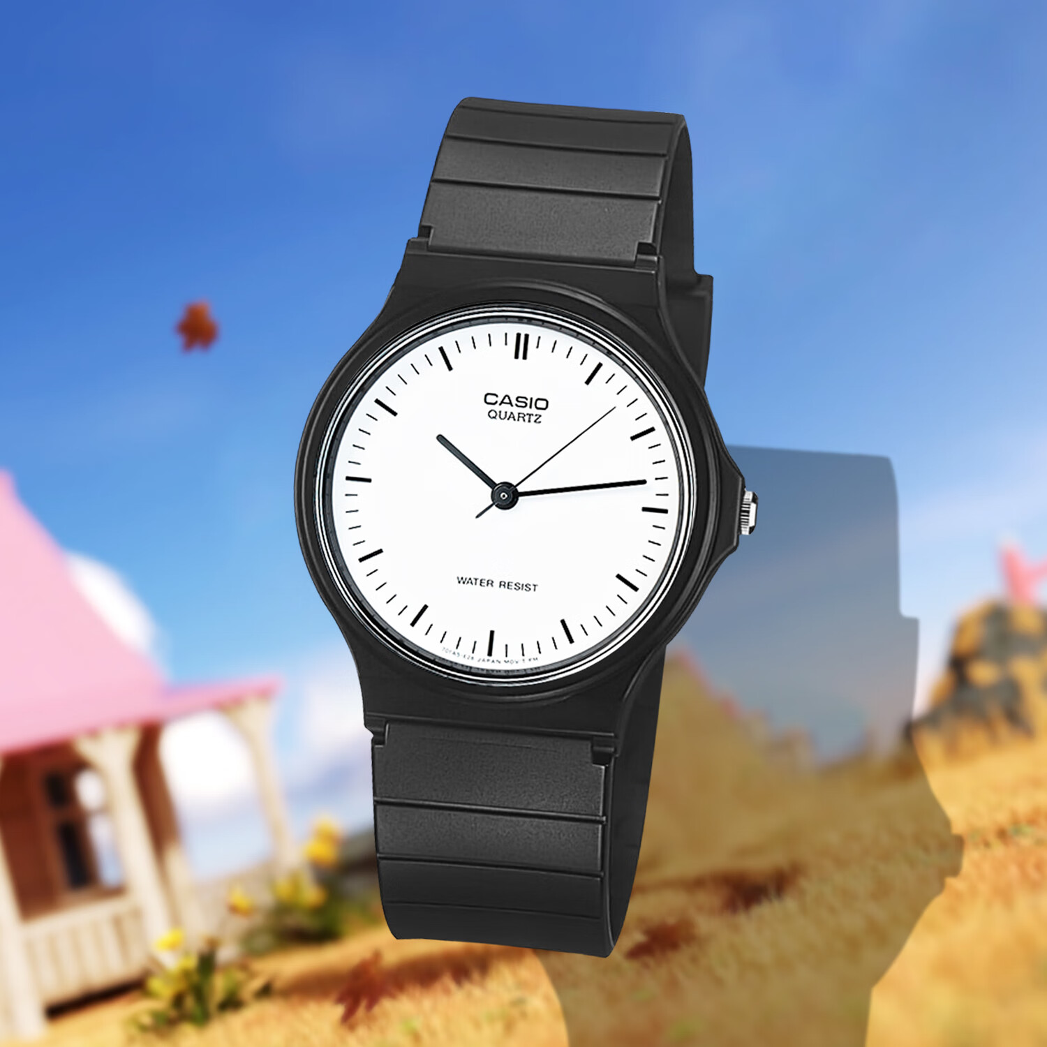 卡西欧(casio)经典复古小黑表石英指针学生男女表儿童表mq-24-7b2 1b
