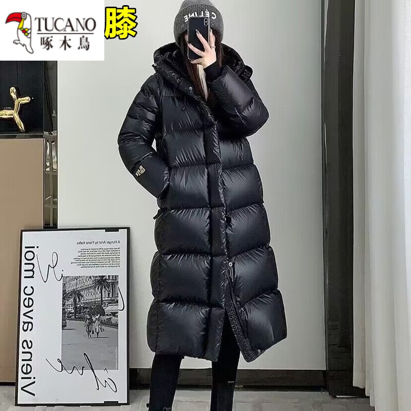 啄木鸟官方羽绒服短款妈妈款冬季新黑金白鹅绒金标极寒过膝加厚男情侣