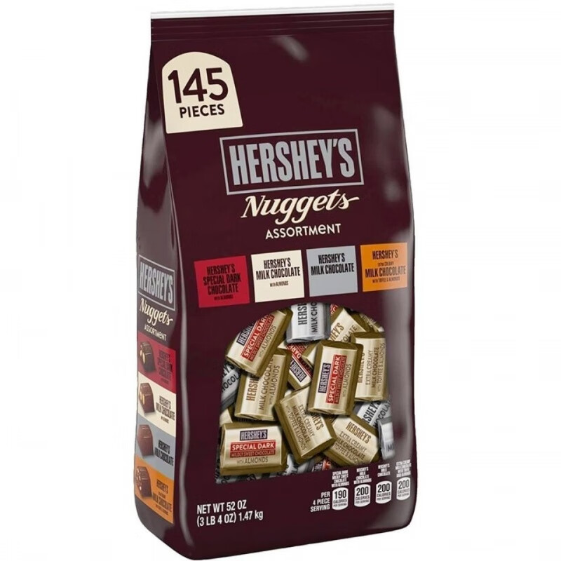 好時美國HERSHEYS金銀磚巧克力果仁牛奶夾心黑巧克力混合口味 好時金銀磚1.47kg/袋