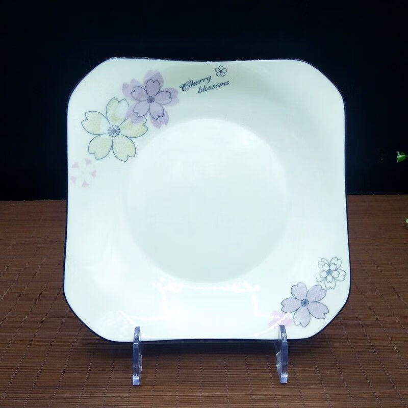 天颛淄博陶瓷成套餐具8个方形如意盘创意家用菜盘菜碟深盘子组合装微