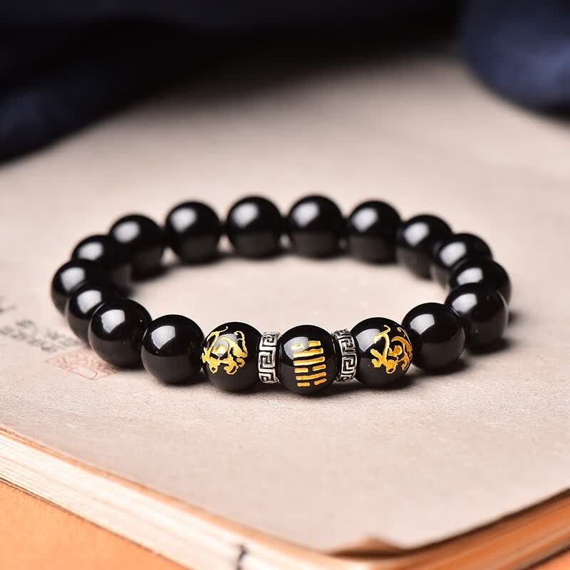 青旋五行属水的饰品天然黑曜石补水缺水手链水风井卦水泽节卦水晶手串