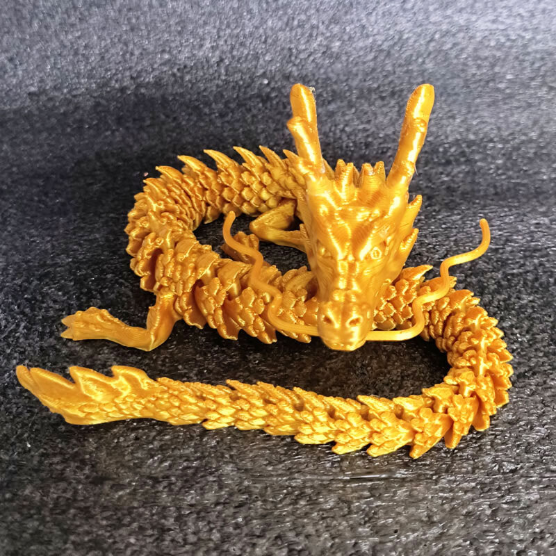 速泽3d打印龙蛋模型 关节可动男孩仿真动物鱼缸造景摆件玩具 丝绸金色