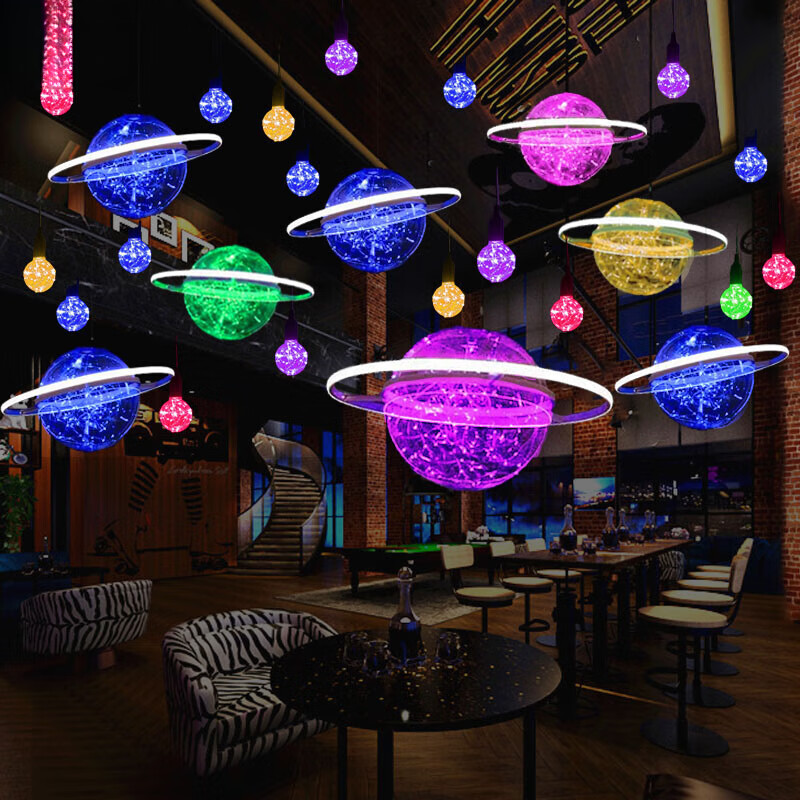 星空球吊灯网红餐厅创意地球仪酒吧清吧烧烤店铺满天星氛围装饰灯