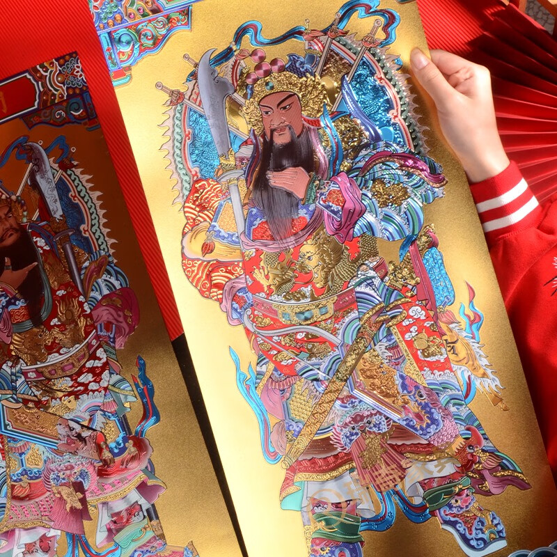 金箔金色2024过新年家用农村庭小院寺庙单门大门装饰霸 金箔立刀门神
