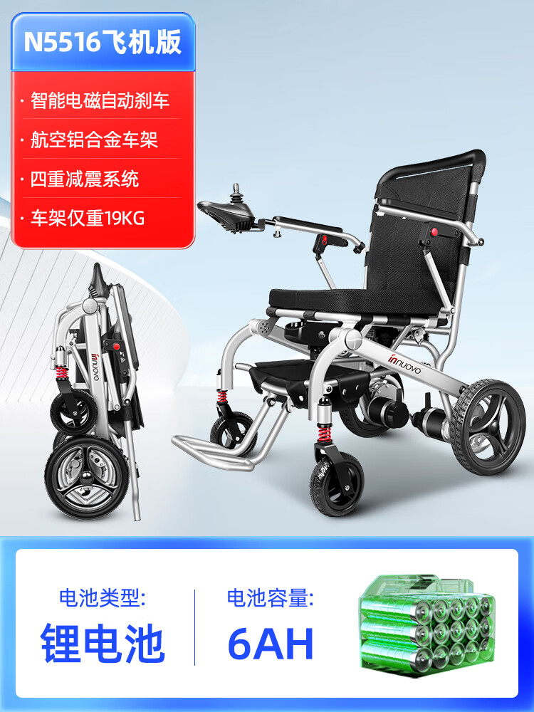 英洛华 innuovo电动轮椅老人专用代步的车智能全自动折叠轻便残疾人