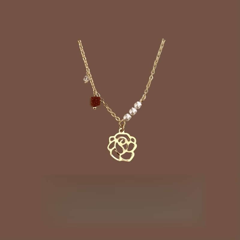 雅愿14k金项链「西西里玫瑰」法式轻奢复古珍珠小众设计精致14k锁骨链