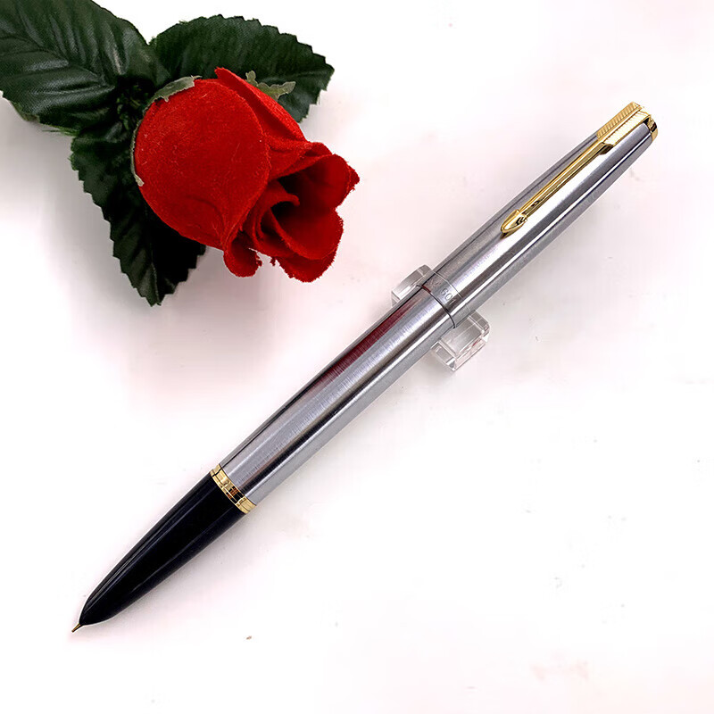 601全钢活塞式墨水钢笔铱金笔特细上海君来 全钢金夹铱金笔 ef尖0.