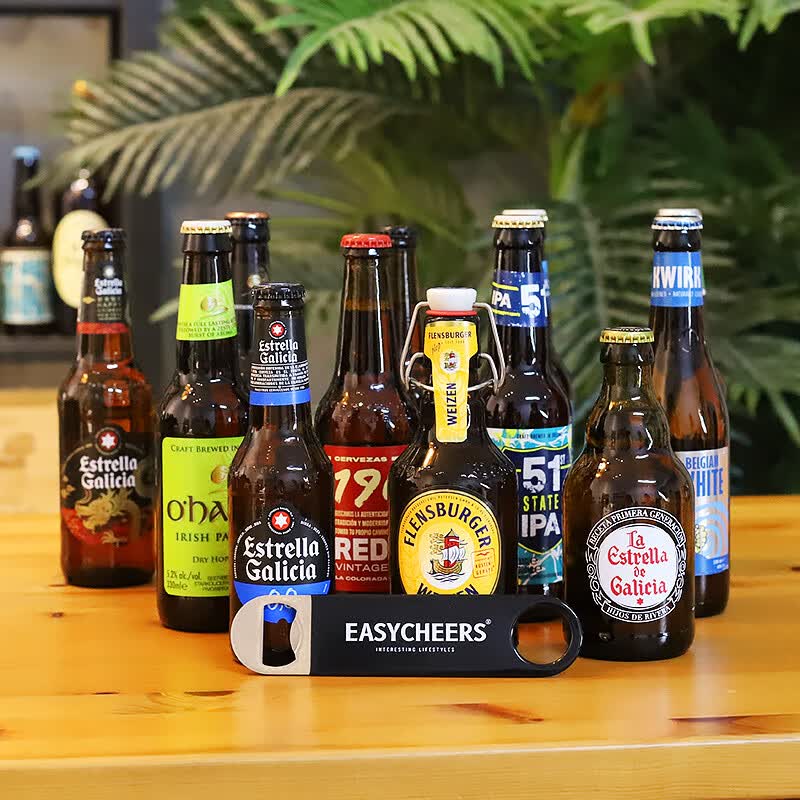 Easycheers全进口多国精酿啤酒整箱比利时德国西班牙荷兰白啤黑啤IPA礼盒装 进阶 330mL 24瓶 组合装 +开瓶器