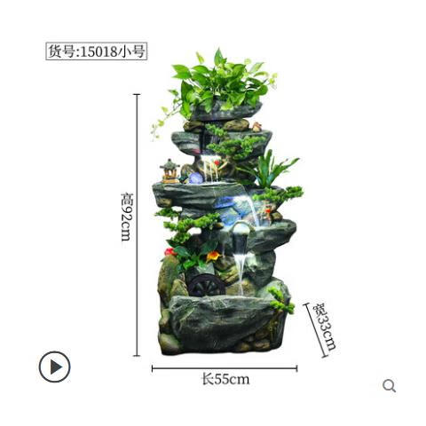 鎏銘家居簾墻噴泉假山加濕現代辦公輕奢景觀公司陽臺水系擺件 青石色55*33*92