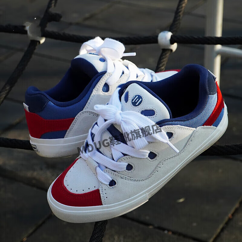 mdug面包鞋翻毛皮夏红白蓝撞色拼接bake男女学生国潮休闲百搭板鞋