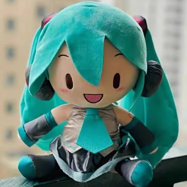 初音未来fufu玩偶娃娃樱初雪miku蝴蝶结周边可爱毛绒玩具抱枕公仔 绿色fufu 30cm现货玩偶
