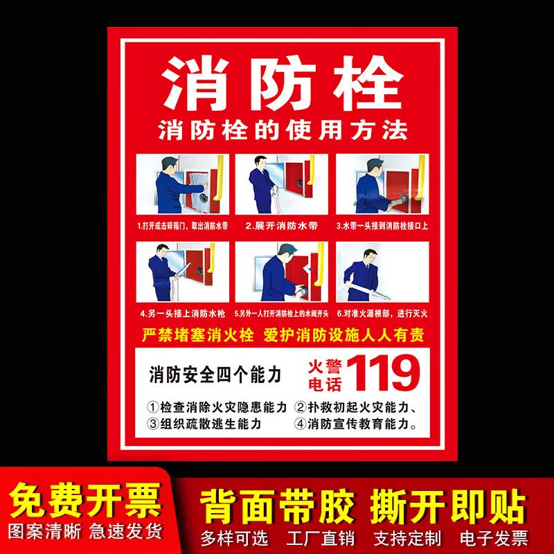 消防栓门箱消防栓贴纸贴纸遮挡箱卡通创意贴纸消防栓箱消火栓灭火 xf