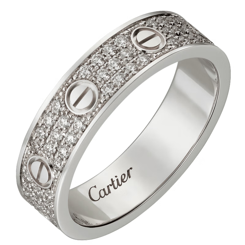 卡地亚(cartier)戒指 love系列男女士情侣结婚戒指18k金镶嵌88 白金b