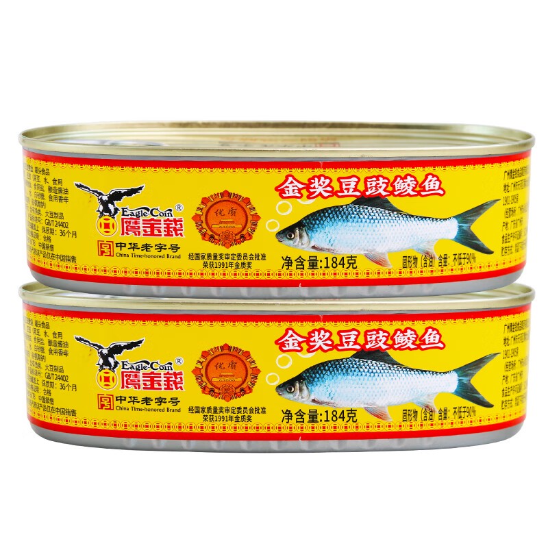 俏滋郎鹰金钱金奖豆豉鲮鱼罐头鱼干海鲜水产鱼肉熟食即食下饭菜广东