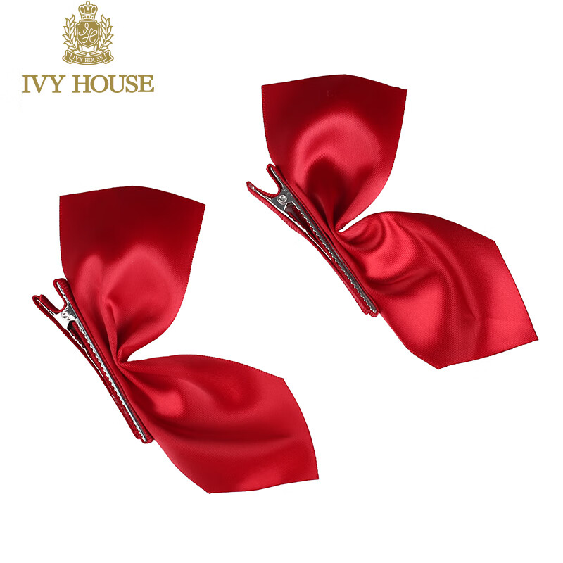 IVY HOUSE常春藤童裝女童發(fā)飾秋季款  兔耳朵發(fā)夾甜美可愛配件百搭時(shí)尚頭飾 大紅（一對）